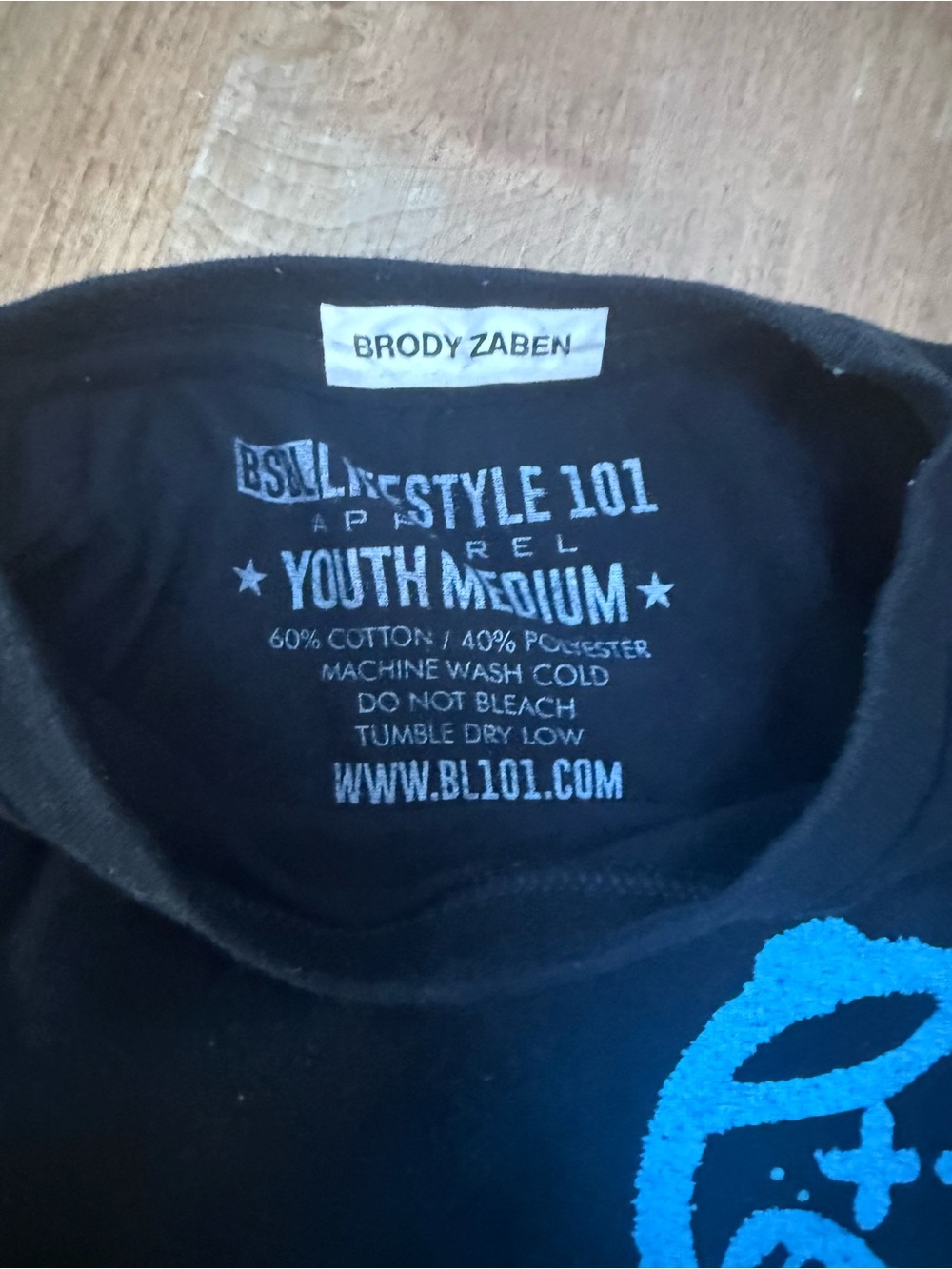 baseball lifestyle 101 tee. Kids Black Tee with Blue Graphic - - Picture 3 of 3